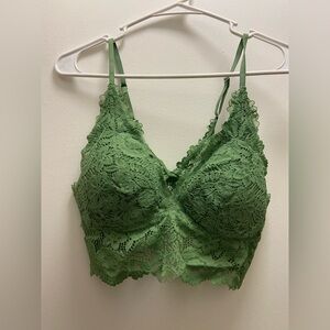 Aerie M Green Lace Padded Bralette